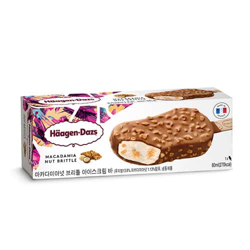 하겐다즈 마카다미아 넛 브리틀 아이스크림바 제품 이미지
