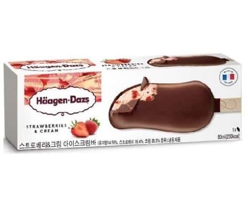 하겐다즈 스토로베리 앤 크림 아이스크림 바 제품 이미지