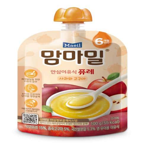 맘마밀 안심이유식 퓨레 사과와 고구마 제품 이미지